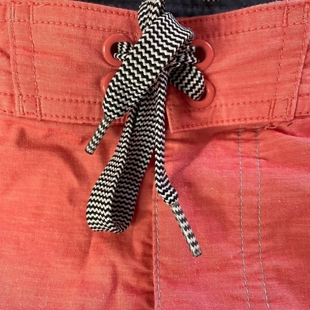 Goodfellow Coral Blue Striped Swim Board Shorts